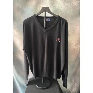 Polo‎ Ralph Lauren Vintage 100% Cashmere Golf Sweater Mens XL V Neck Embroidered